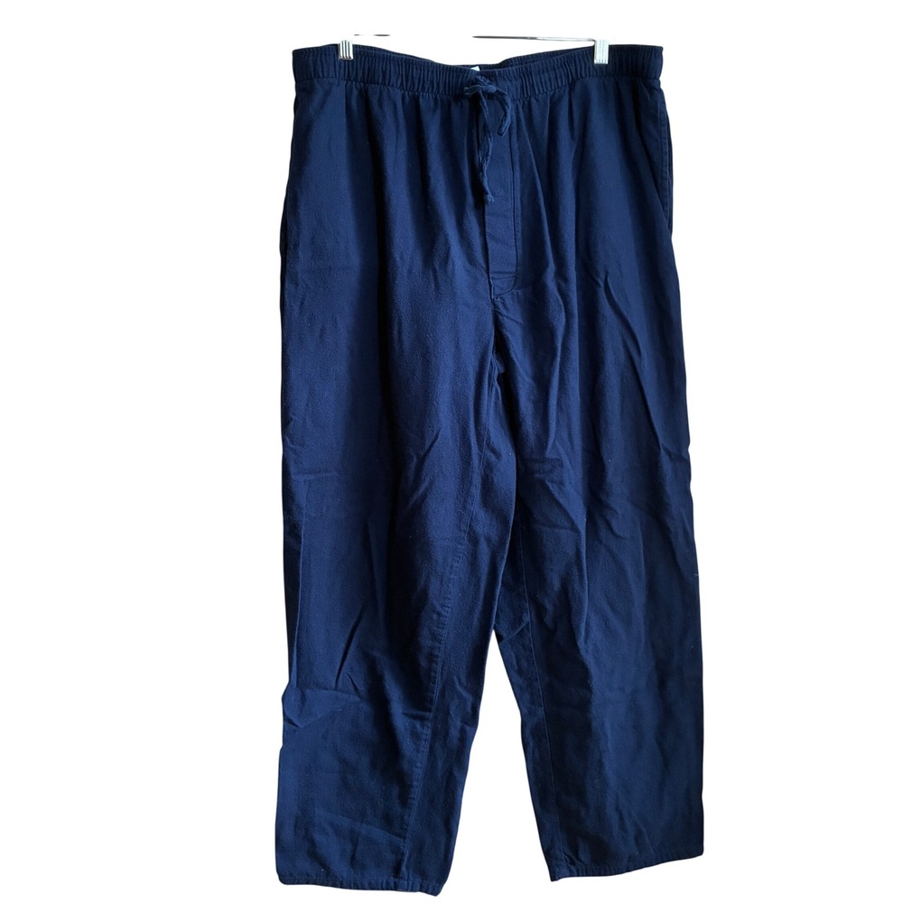 Lands End Flannel Pajama Pants XL Tall Navy Blue Mens Cotton Loungewear